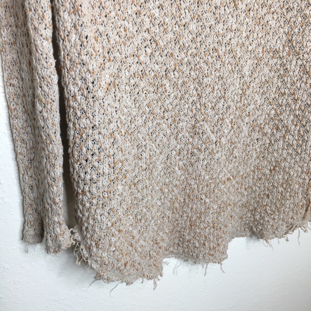 Free People Poppyseed Yarn Pullover Sweater in Oatmeal Amber Combo M - Picture 6 of 7